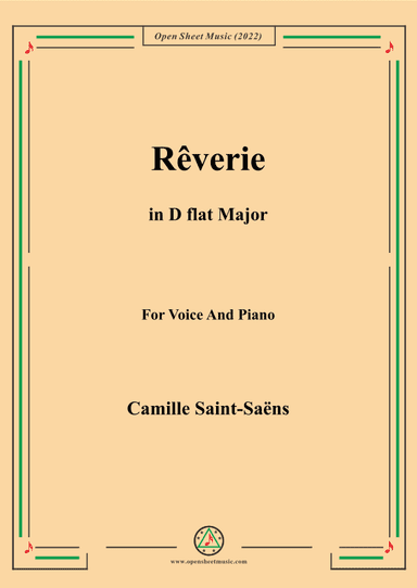 Saint-Saëns-Rêverie in D flat Major,for Voice and Piano (arr. MSM)