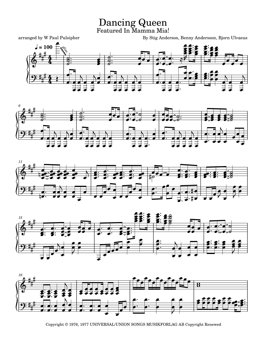 Dancing Queen (arr. W Paul Pulsipher)