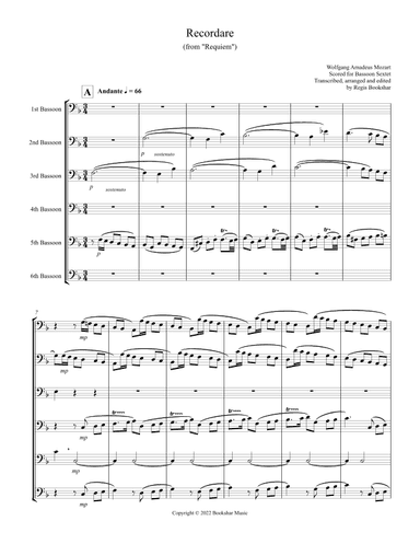 Recordare (from "Requiem") (F) (Bassoon Sextet) (arr. Regis Bookshar)