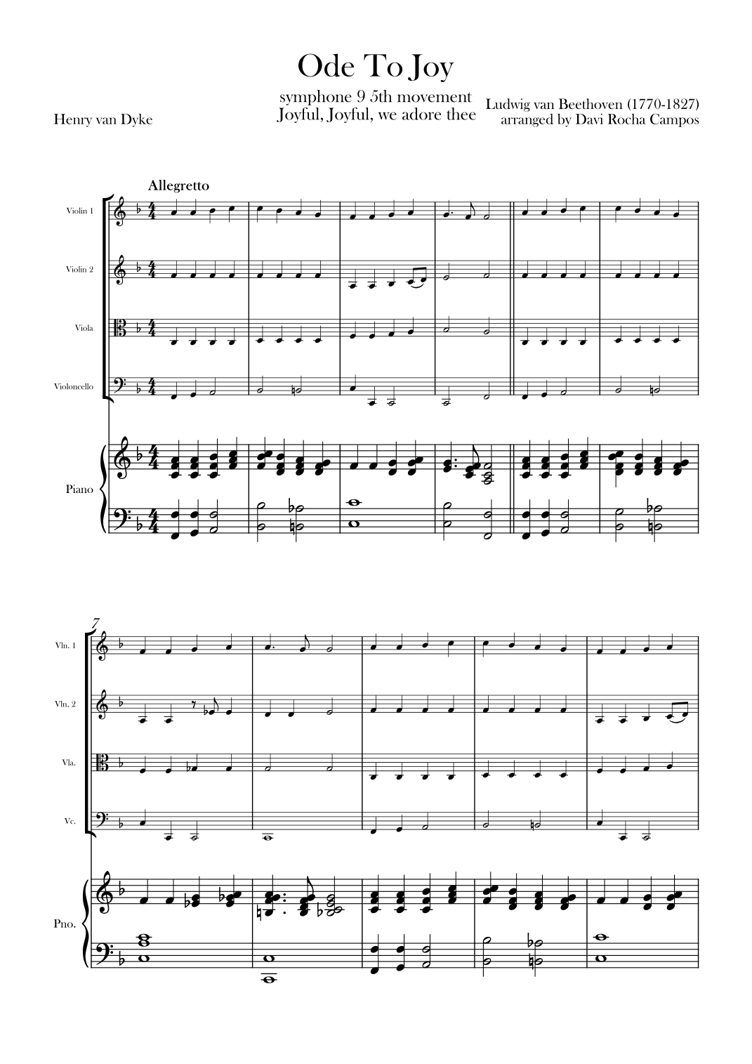 Ode To joy (Symphony 9 5th movement) (arr. Davi Rocha Campos)