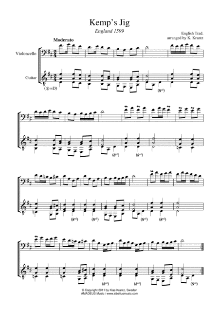 Kemp's Jig and Spilt Whiskey (Suo-gan) for cello and guitar (arr. K. Krantz)