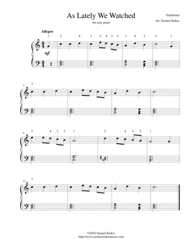 As Lately We Watched - for easy piano (arr. Samuel Stokes)