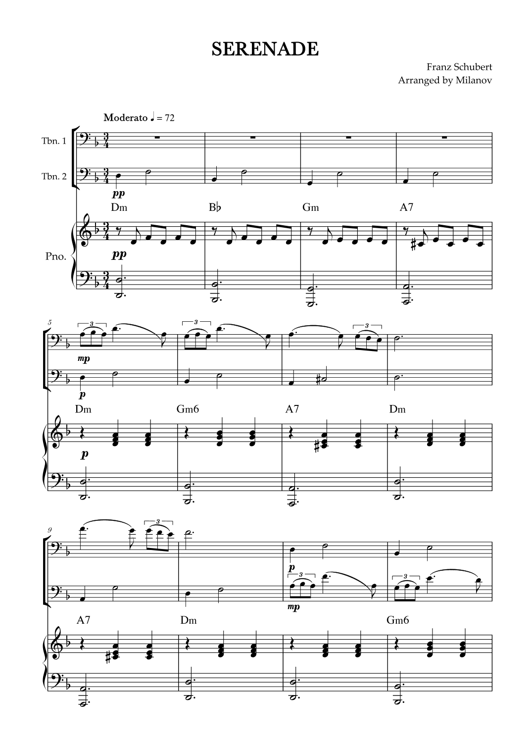 Serenade | Schubert | Trombone duet and piano | Chords (arr. Milanov)