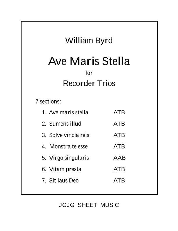 Ave Maris Stella for ATB Recorder Trios (arr. John Geohegan)