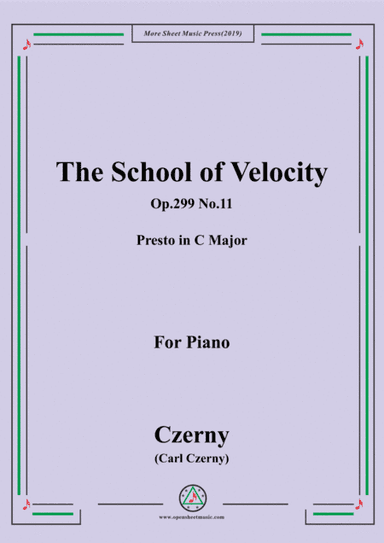 Czerny-The School of Velocity,Op.299 No.11,Presto in C Major,for Piano (arr. MSM)