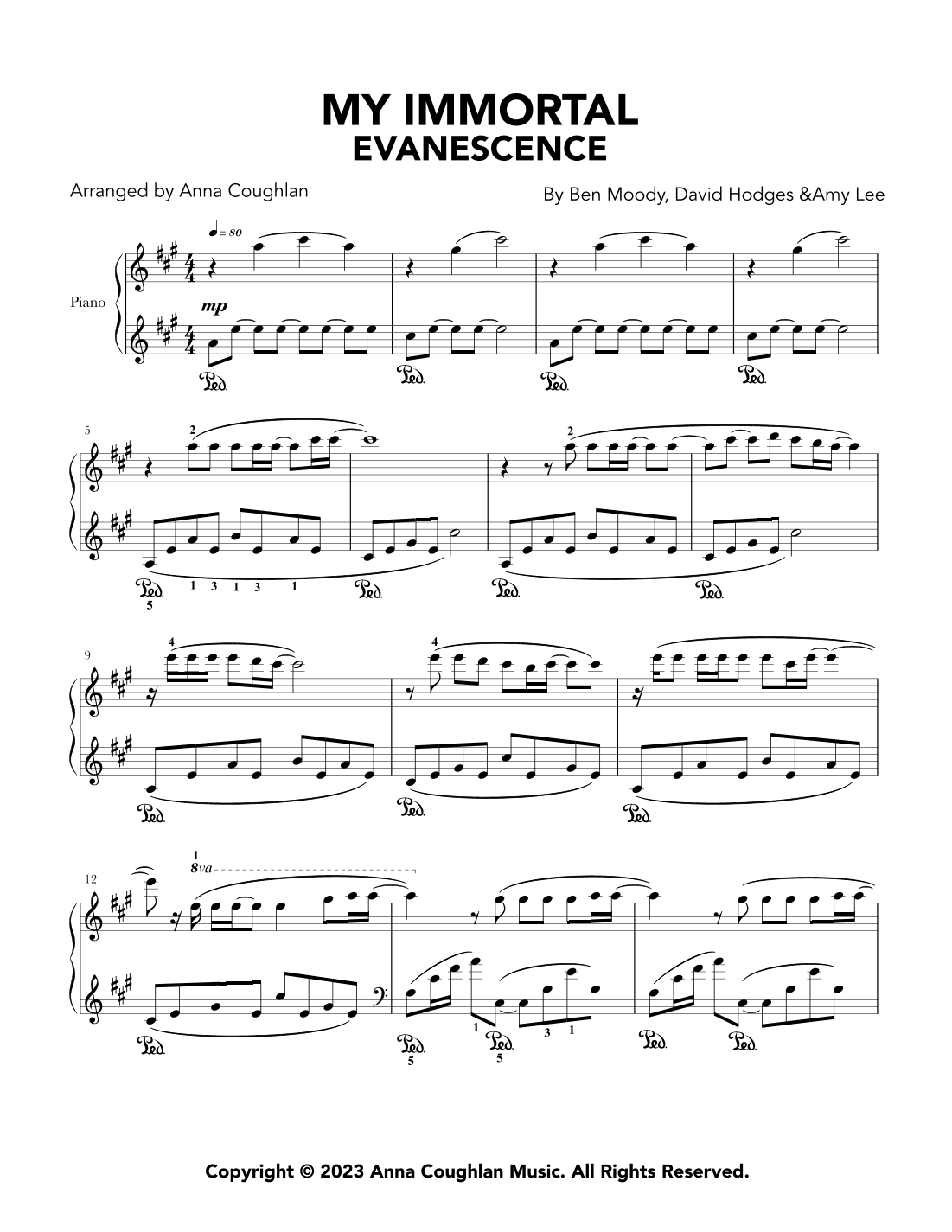 My Immortal (arr. Anna Coughlan Music)