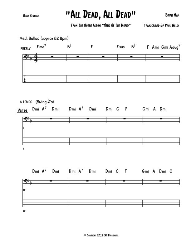 All Dead, All Dead (arr. P Welsh)