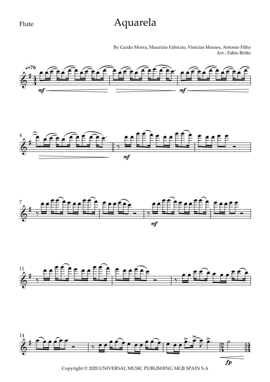 Aquarela-toquinho (arr. Fabio Britto)