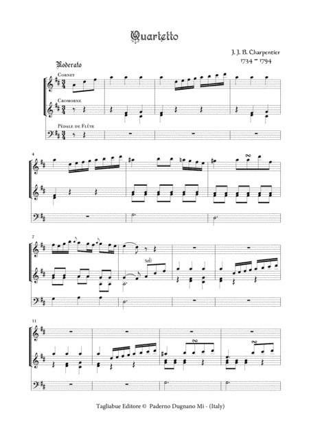 CHARPENTIER J.J.B. - QUARTETTO - For organ 3 staff (arr. Marcello Meneguzzo)