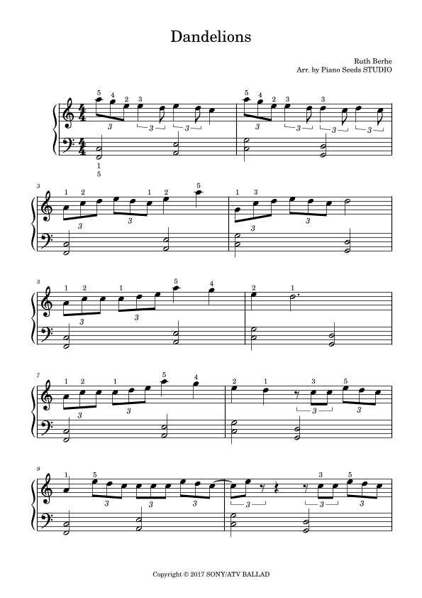 Dandelions (arr. Piano Seeds STUDIO)