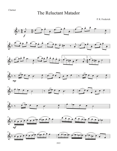 The Reluctant Matador (Clarinet solo)