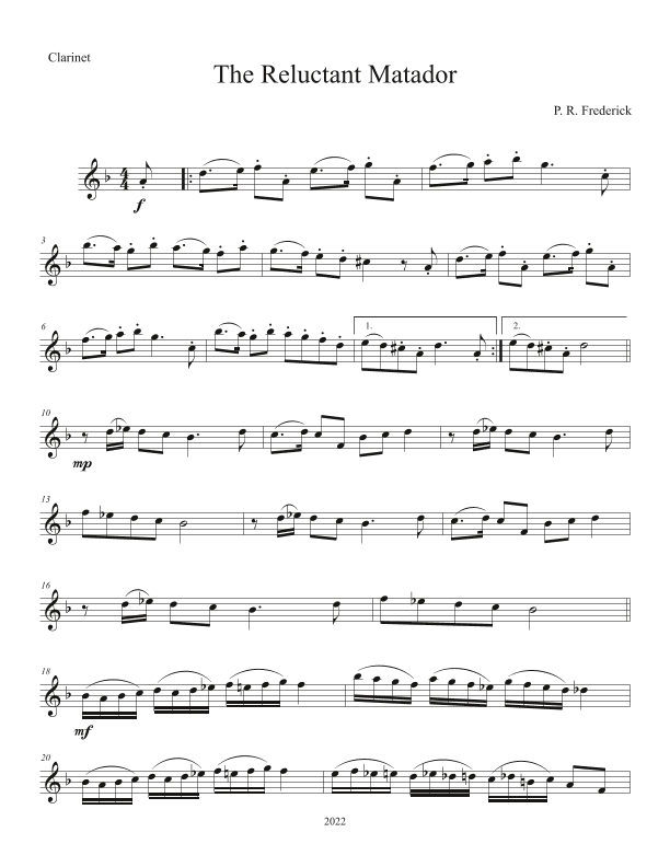 The Reluctant Matador (Clarinet solo)