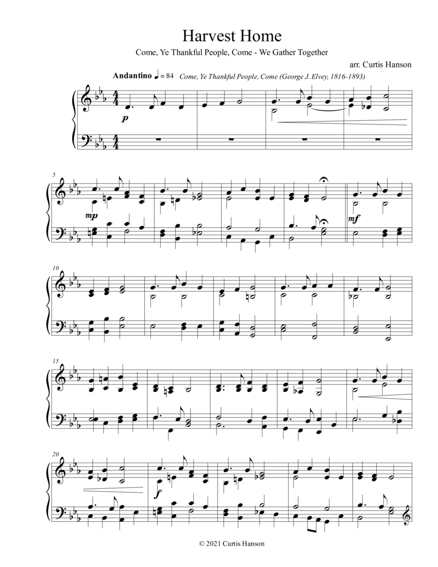 Harvest Home (piano solo) (arr. Curtis Hanson)