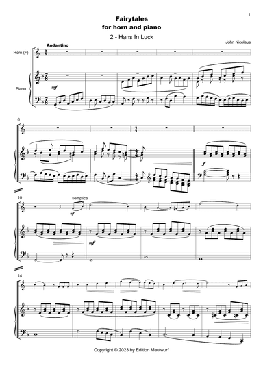 Hans in Luck (Fairy Tales for Horn and Piano)