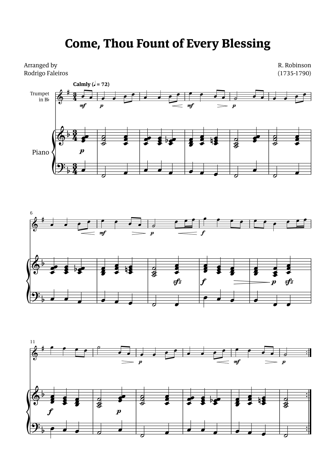 Come Thou Fount of Every Blessing (arr. Rodrigo Faleiros)