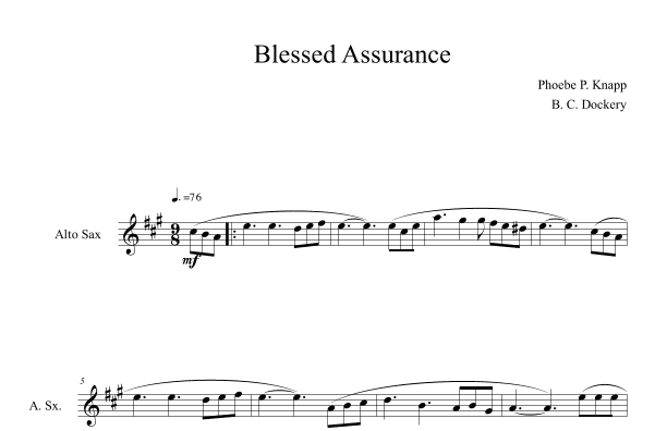 Blessed Assurance (Alto Sax Solo) (arr. B. C. Dockery)