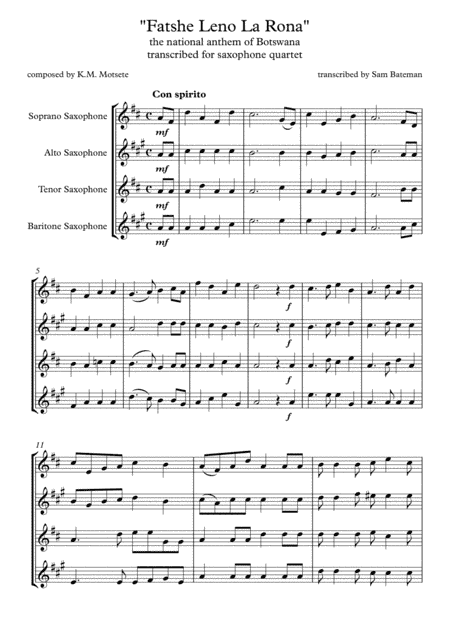 Fatshe Leno La Rona (arr. Sam Bateman)