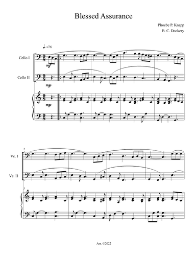 Blessed Assurance (Cello Duet with Piano Accompaniment) (arr. B. C. Dockery)
