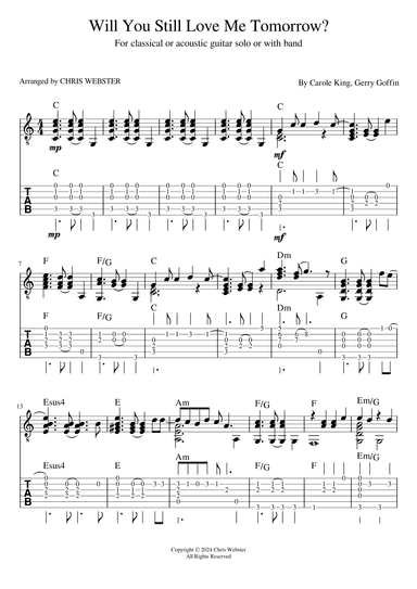 Will You Love Me Tomorrow (will You Still Love Me Tomorrow) (arr. Chris Webster)