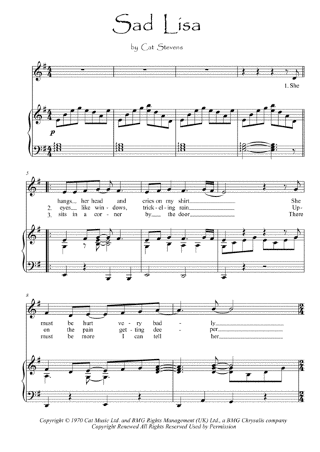 Sad Lisa (arr. PianoSheetNow)