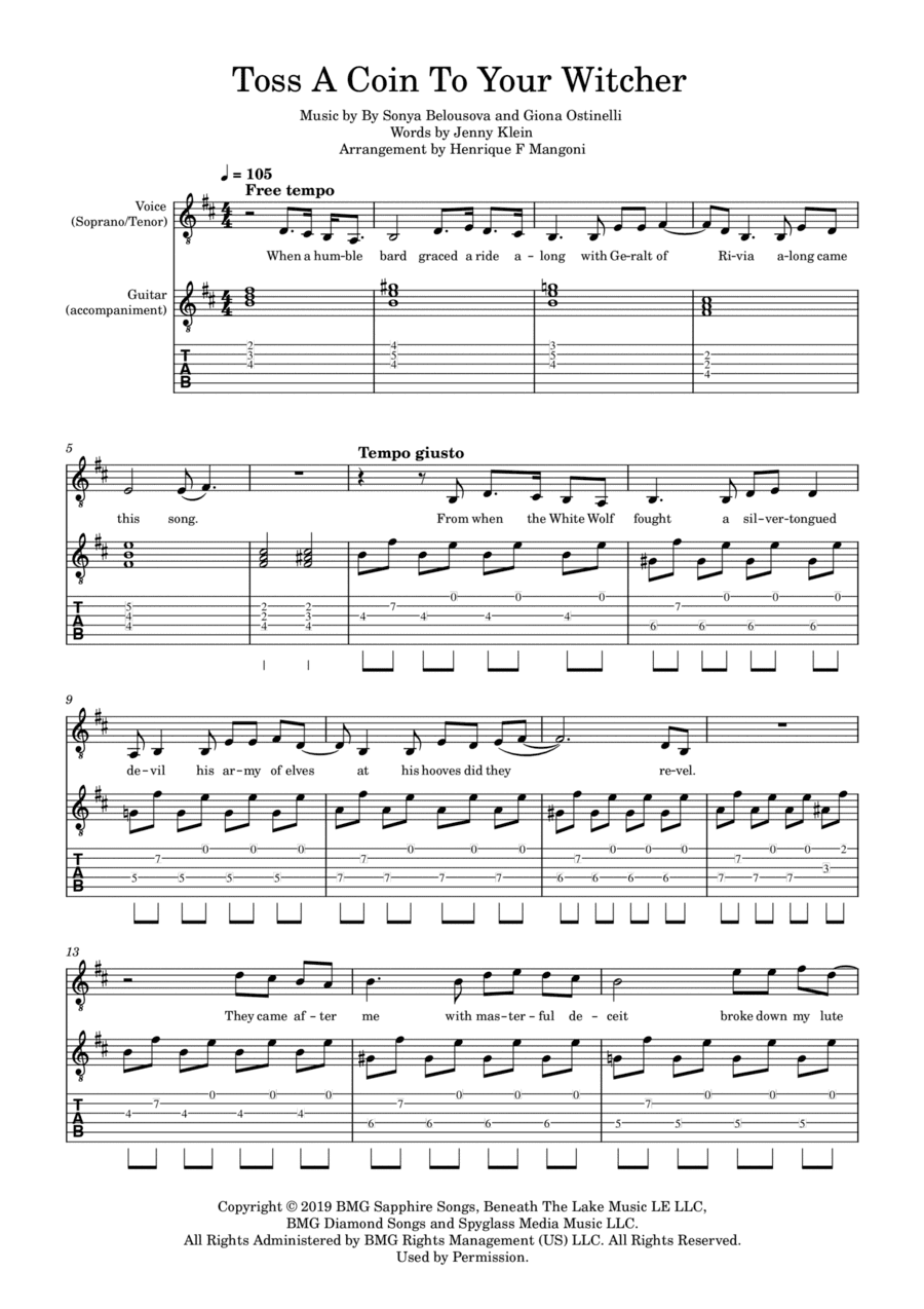 Toss A Coin To Your Witcher (arr. Henrique F Mangoni)