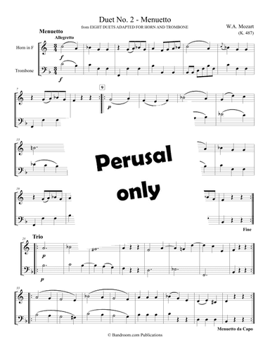 “Duet No. 2 - Menuetto” from EIGHT DUETS ADAPTED FOR HORN AND TROMBONE (arr. Brian Harris)