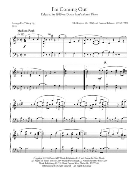 I'm Coming Out (arr. Tiffany Ng)
