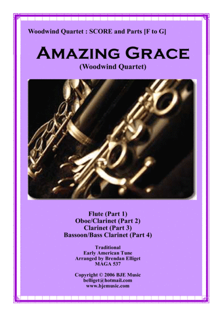 Amazing Grace - Woodwind Quartet - Score and Parts (arr. Brendan Elliget)