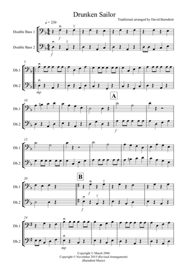 Drunken Sailor for Double Bass Duet (arr. David Burndrett)