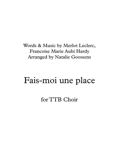 Fais-moi Une Place (arr. Natalie Goossens)