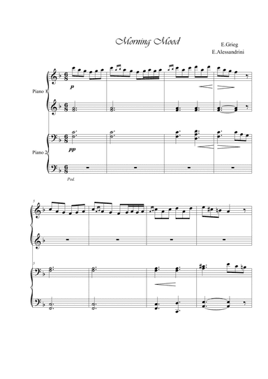 Morning Mood. Piano 4 hands (arr. Ester Alessandrini)