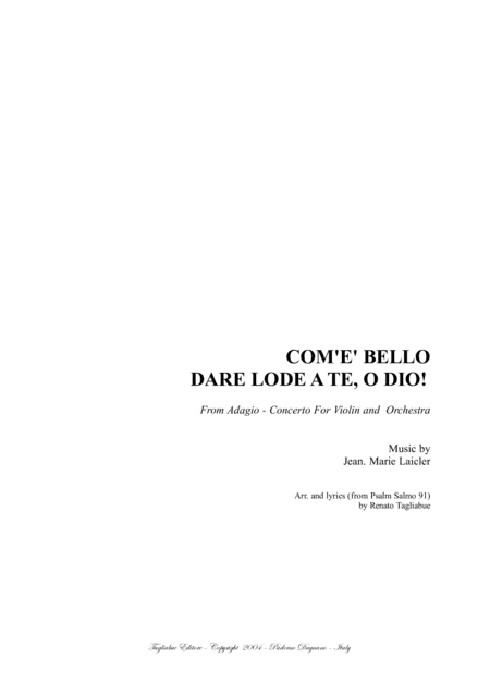 ADAGIO - Com'è bello dare lode a te, o Dio - Leclair - Arr. for Soprano and Organ (arr. Renato Tagliabue)