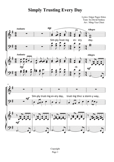 Simply Trusting Every Day (arr. Ming-Yau Chien)