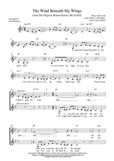 The Wind Beneath My Wings (arr. J. Daintree)