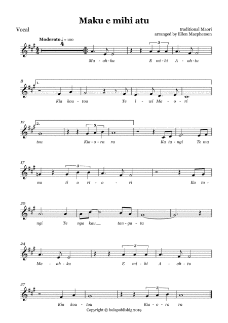Maku e mihi atu (arr. Ellen Macpherson)