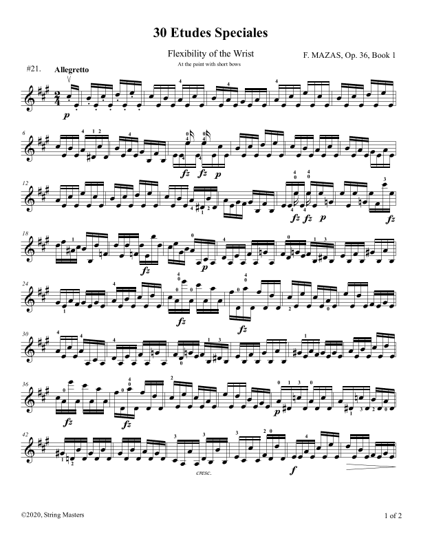 Mazas 75 Melodious & Progressive Studies Op 36, Book 1, No.21 (arr. String Masters)
