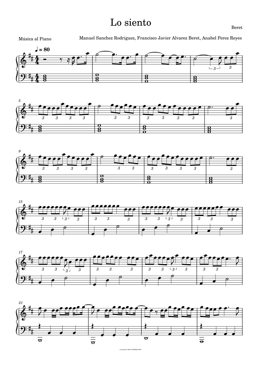 Lo Siento (arr. Música al Piano)