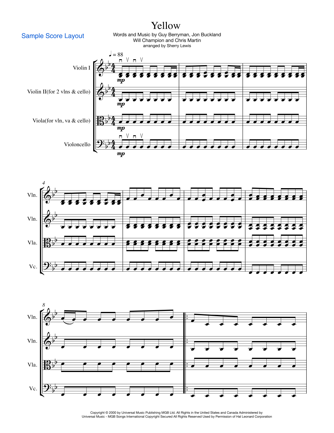 Yellow (arr. Sherry Lewis)