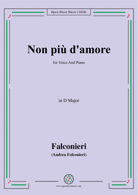 Falconieri-Non più d'amore,in D Major,for Voice and Piano (arr. MSM)