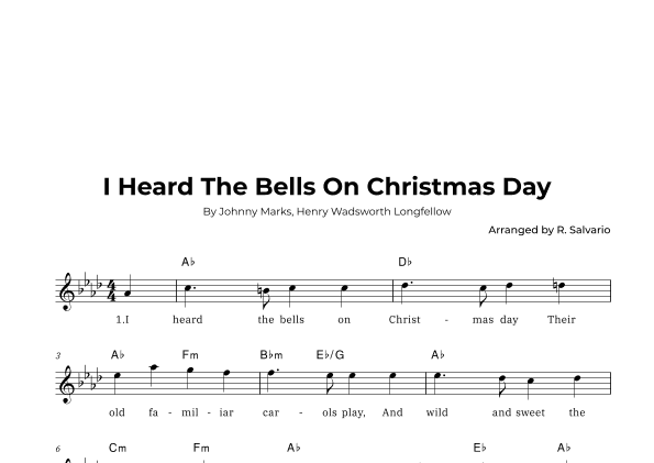 I Heard The Bells On Christmas Day (Key of A-Flat Major) (arr. R. Salvario)