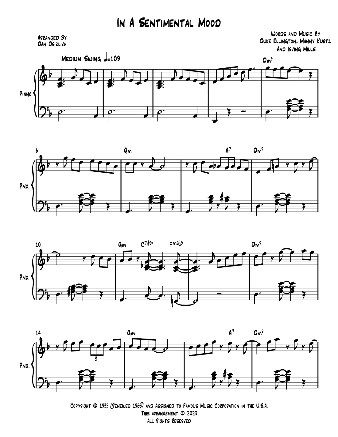 In A Sentimental Mood (arr. Dan Drizlikh)