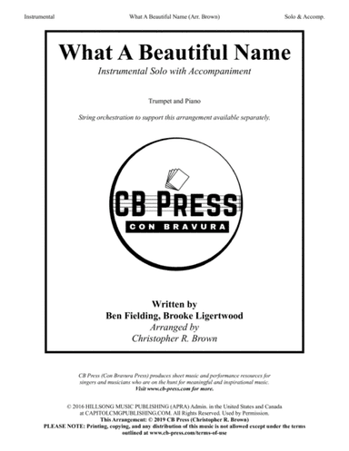 What A Beautiful Name (arr. Christopher R. Brown)