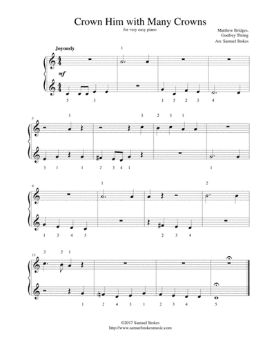 Crown Him with Many Crowns - for very easy piano (arr. Samuel Stokes)