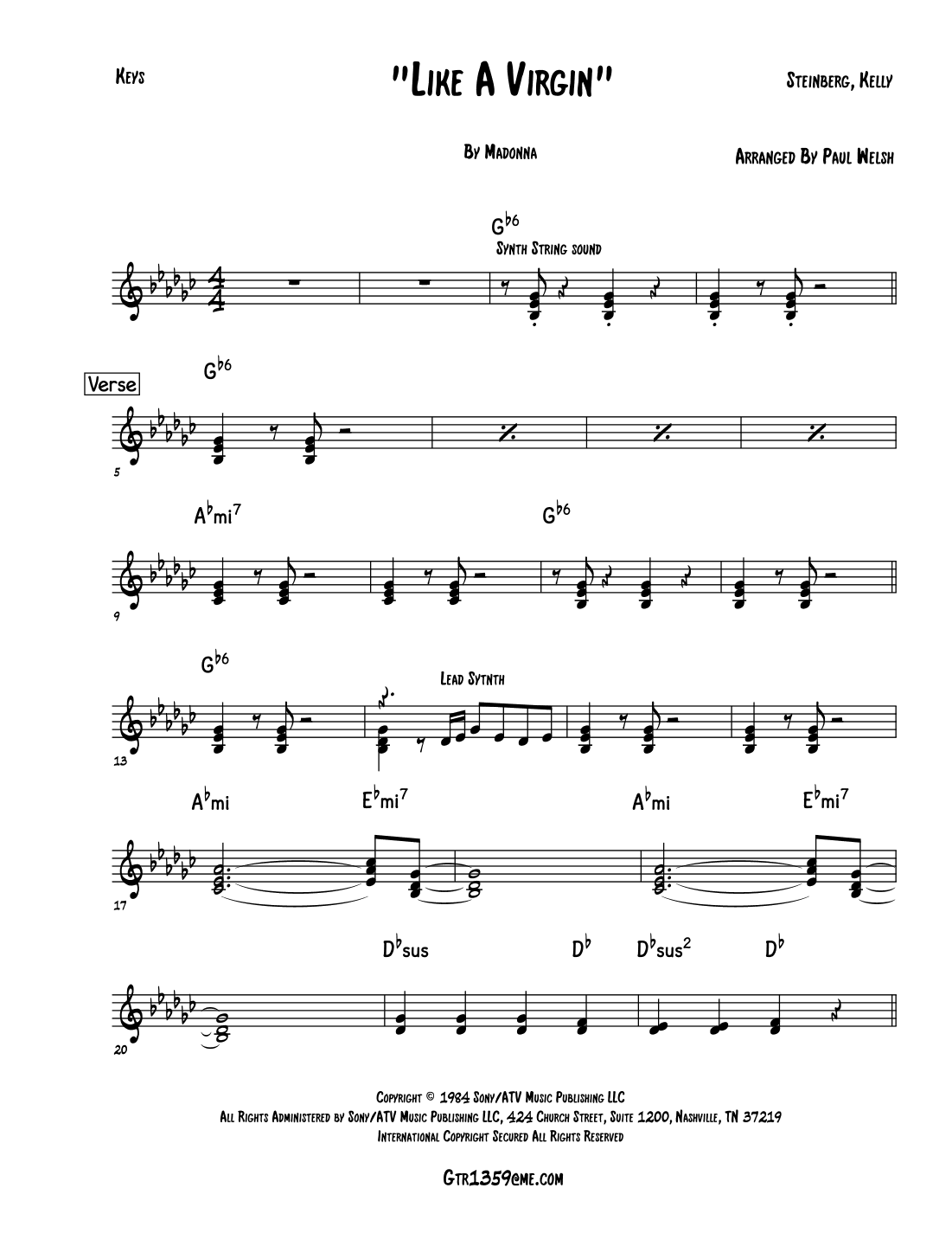 Like A Virgin (arr. P Welsh)