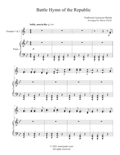 Battle Hymn of the Republic (Trumpet 1 - Trumpet 2 - Piano) (arr. Marty Parks)