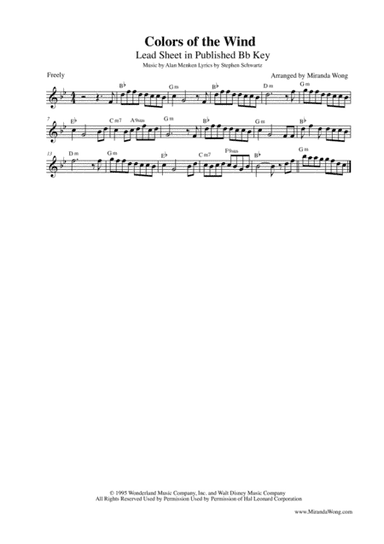 Colors Of The Wind (arr. Miranda Wong)