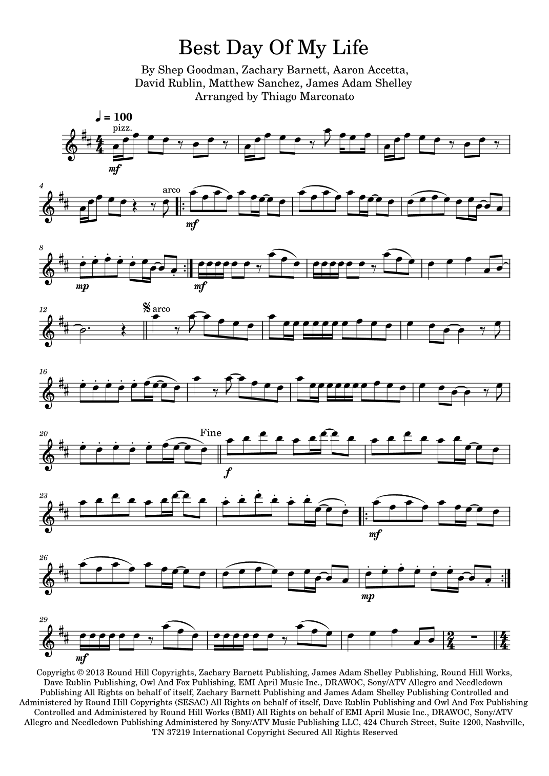 Best Day Of My Life (arr. Thiago Marconato)