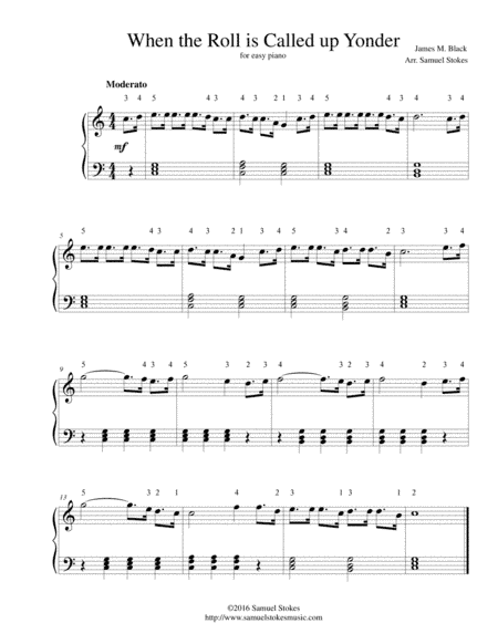 When the Roll is Called up Yonder - for easy piano (arr. Samuel Stokes)