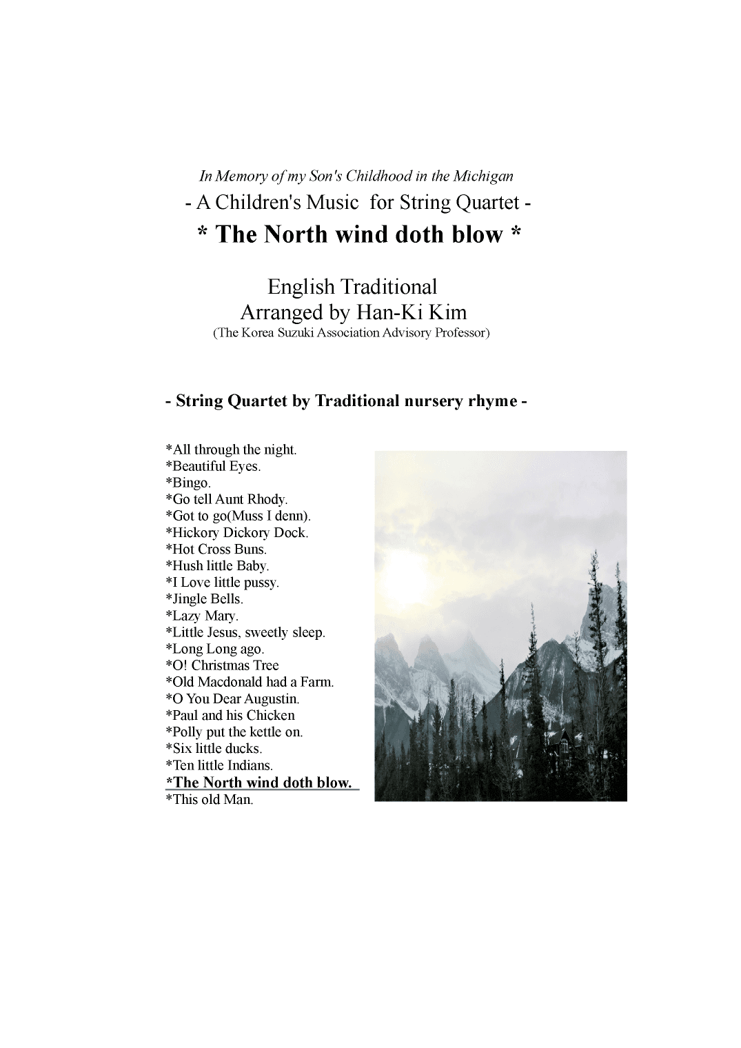 The North wind doth blow (For String Quartet) (arr. Han-Ki Kim)