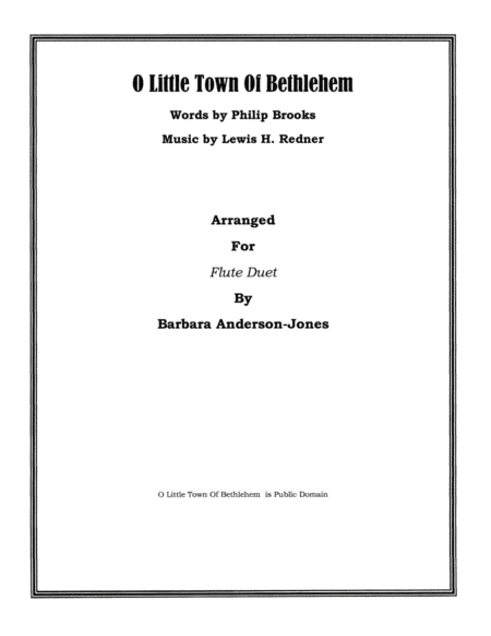 O Little Town of Bethlehem (Flute Duet) (arr. Barbara Anderson-Jones)